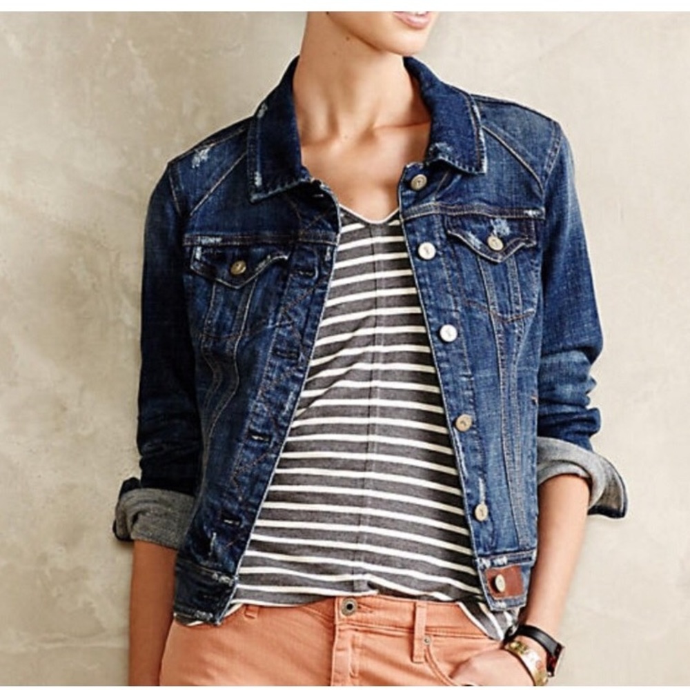 Anthropologie• Pilcro Dark Denim Jacket Size M EUC